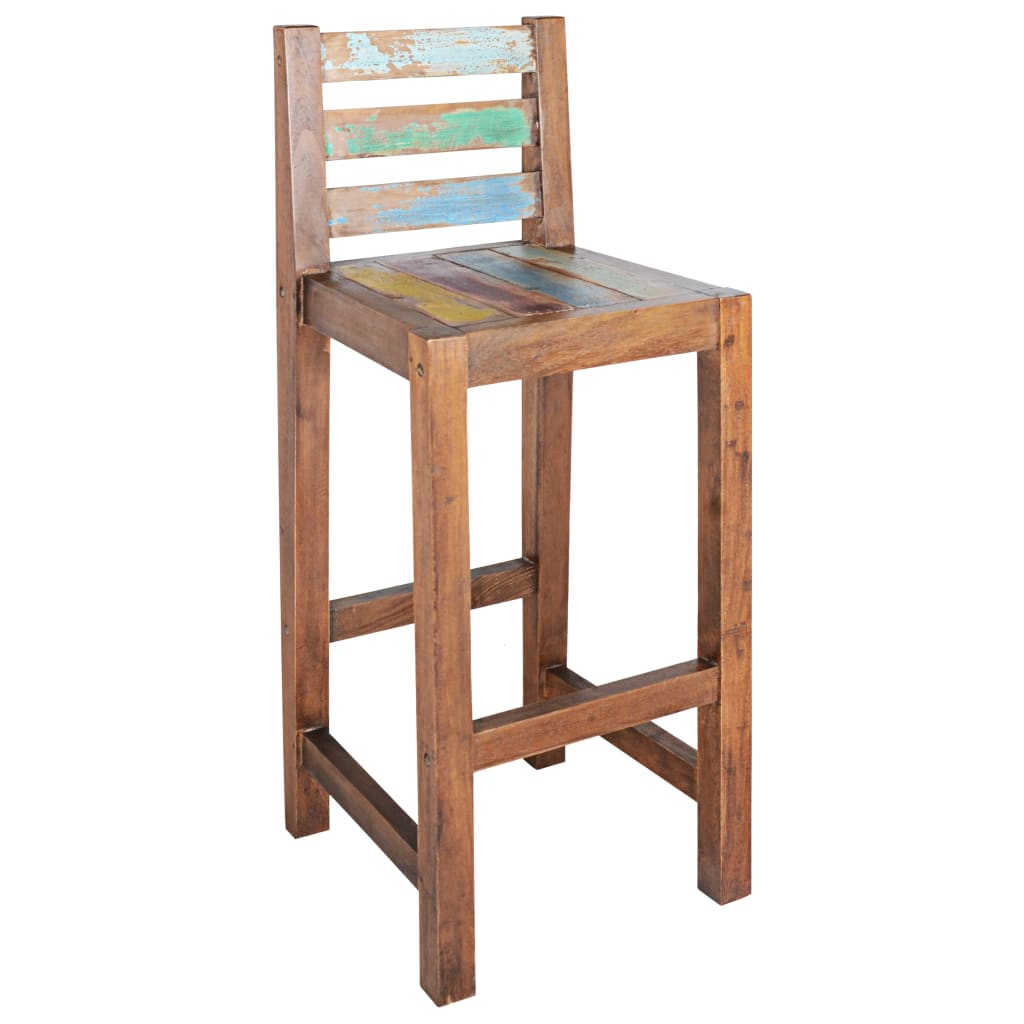 2 pcs Solid Reclaimed Wood Bar Stools