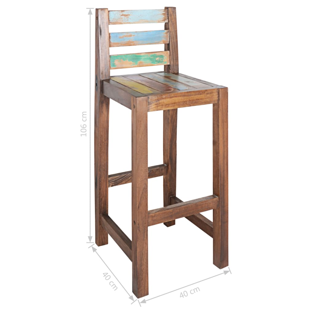 2 pcs Solid Reclaimed Wood Bar Stools