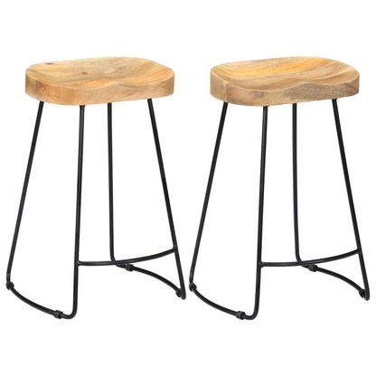  Solid Mango Wood Gavin Bar Stools 2 pcs 