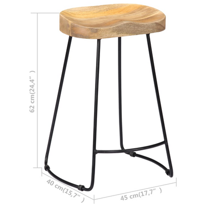  Solid Mango Wood Gavin Bar Stools 2 pcs 