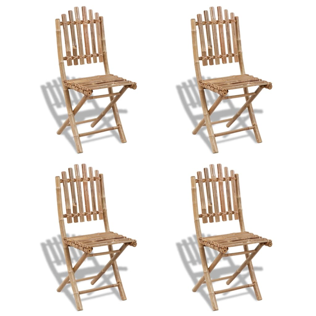 Set of 4 Foldable Bamboo Outdoor Chairs