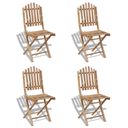 Set of 4 Foldable Bamboo Outdoor Chairs