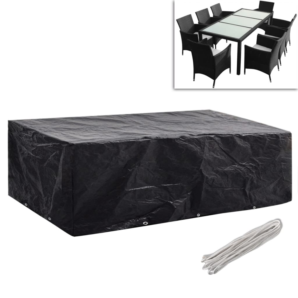 Garden Furniture Covers 2pcs for 8 Person Poly Rattan 300x140 cm