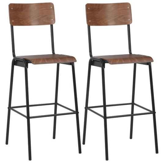 Set of 2 Brown Solid Plywood Bar Chairs