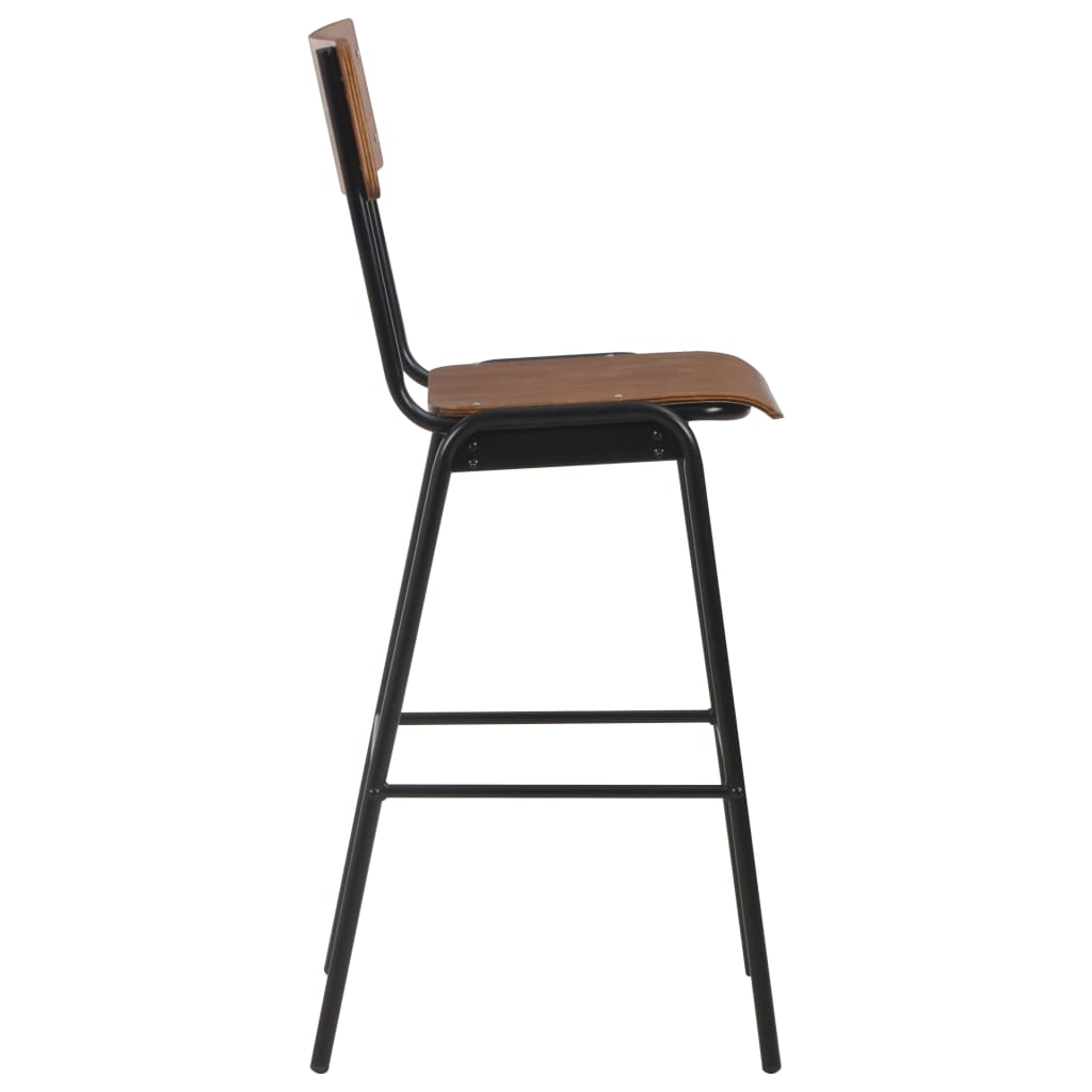 Set of 2 Brown Solid Plywood Bar Chairs