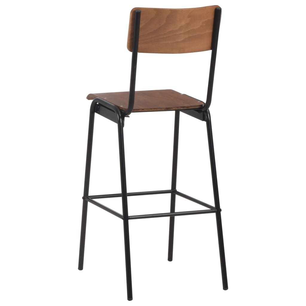 Set of 2 Brown Solid Plywood Bar Chairs