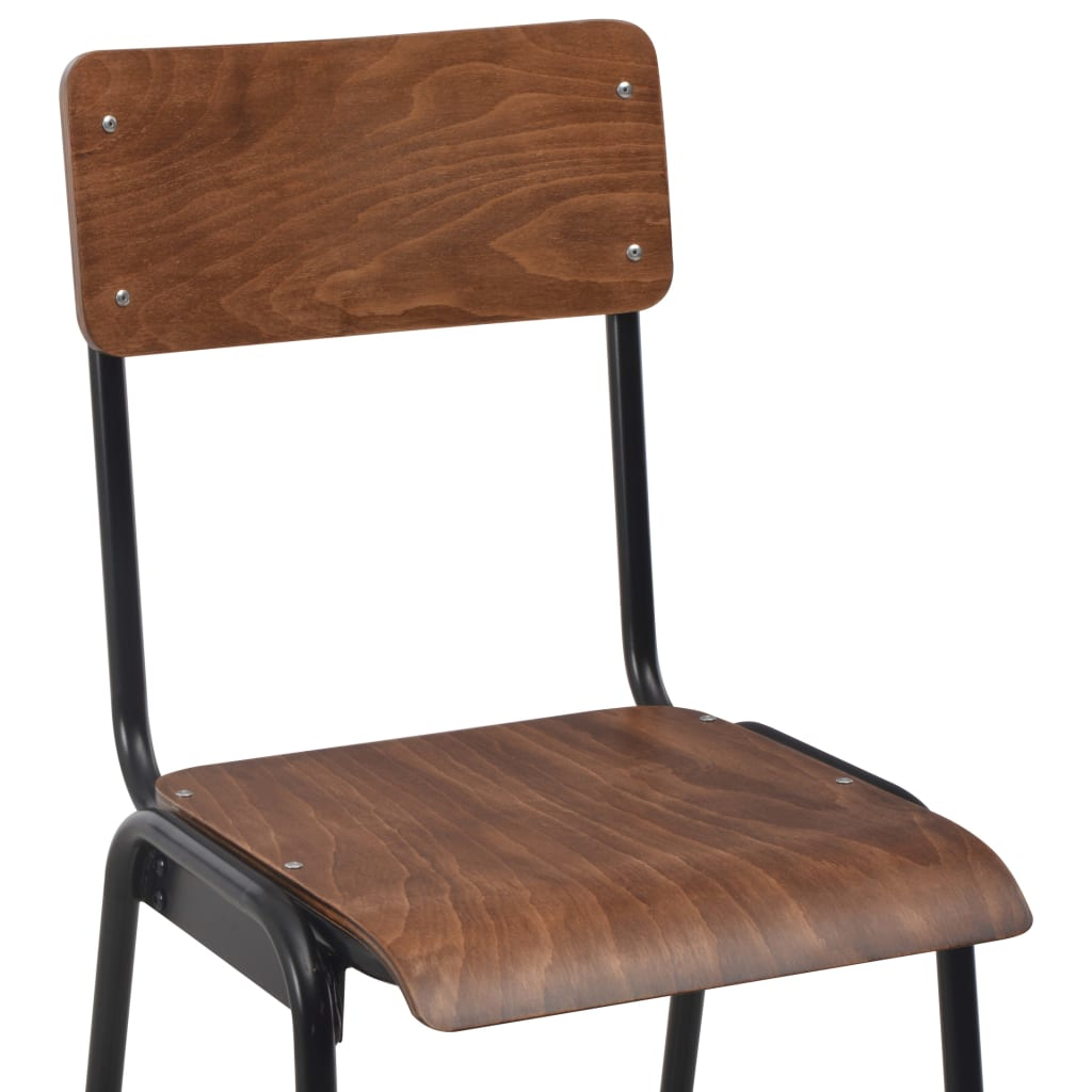 Set of 2 Brown Solid Plywood Bar Chairs