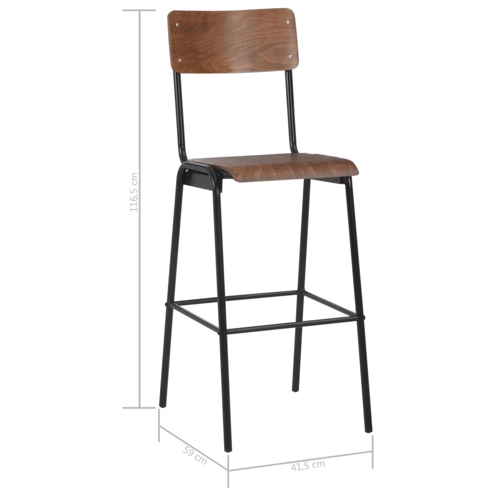 Set of 2 Brown Solid Plywood Bar Chairs