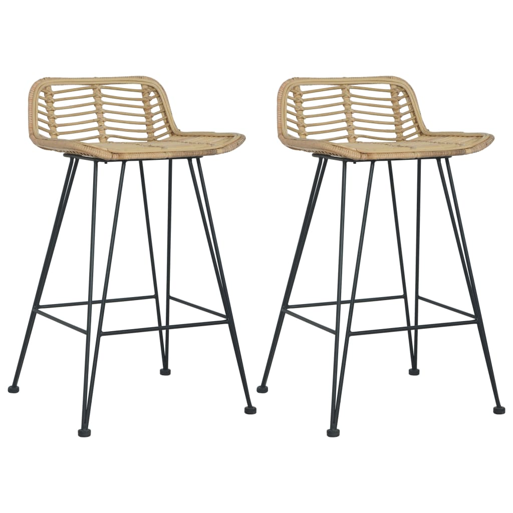  Natural Rattan Bar Chairs 2 pcs 