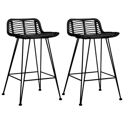 Black Rattan Bar Chairs 2 pcs