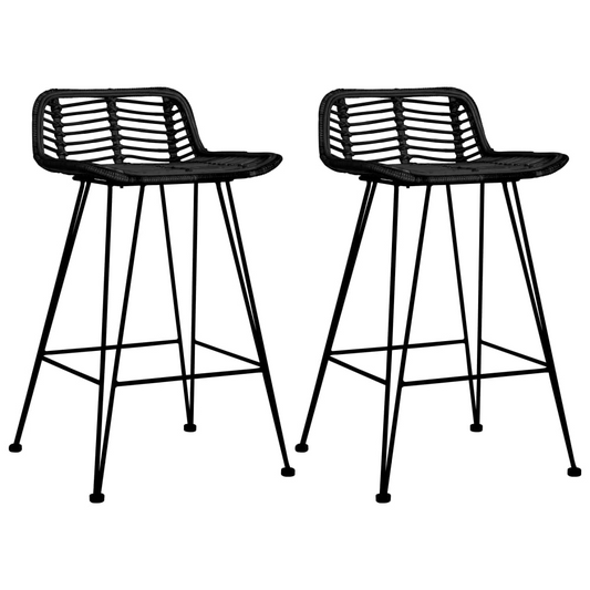 Black Rattan Bar Chairs 2 pcs