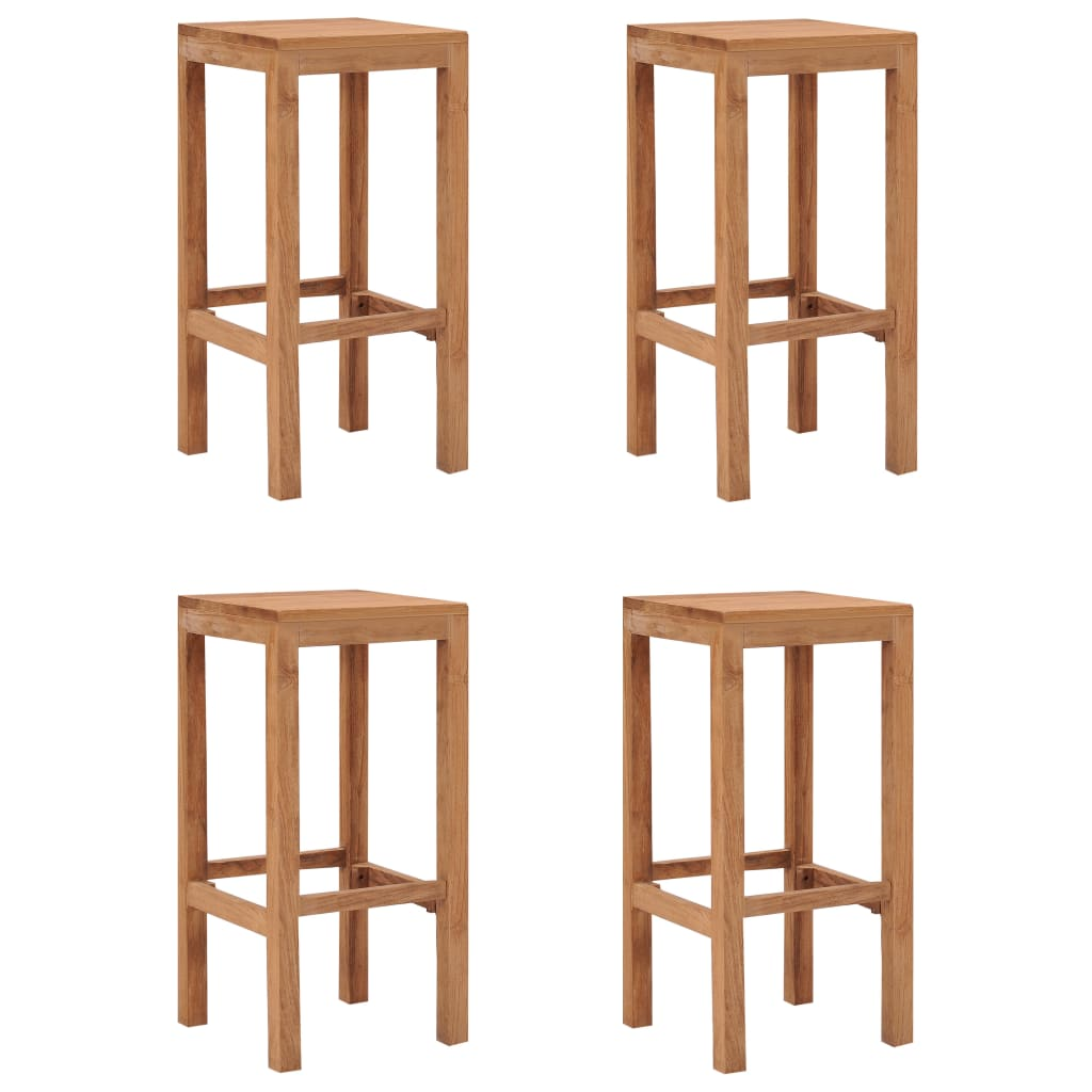 4 pcs Solid Teak Wood Bar Stools