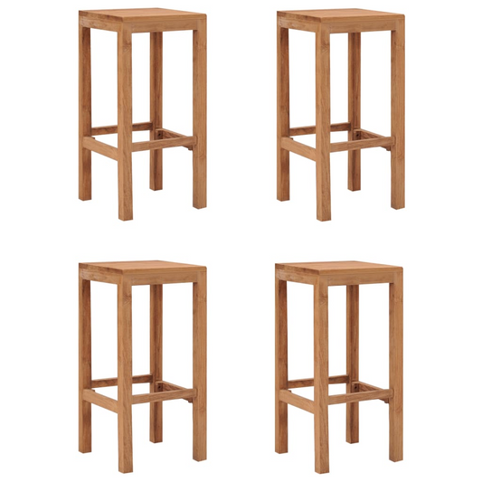 4 pcs Solid Teak Wood Bar Stools