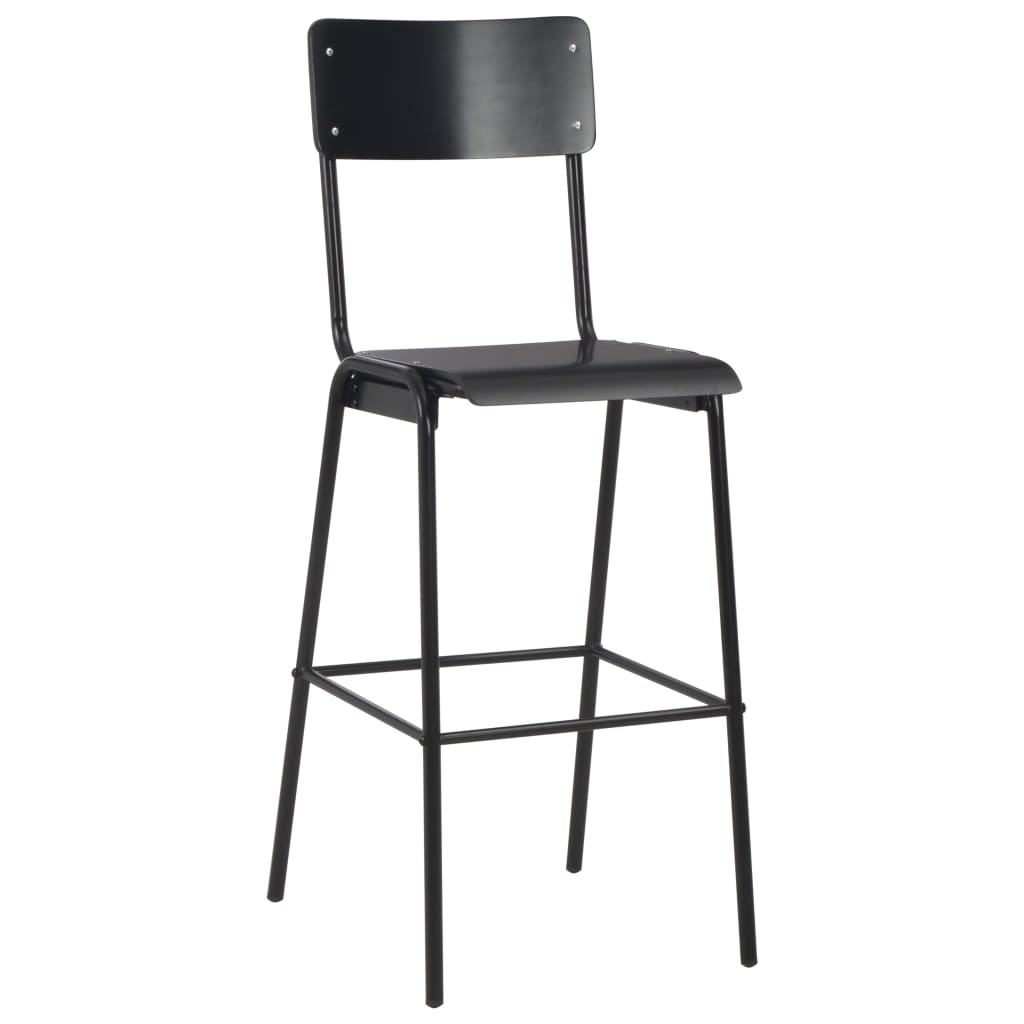 Black Solid Plywood Steel Bar Chairs 4 pcs 