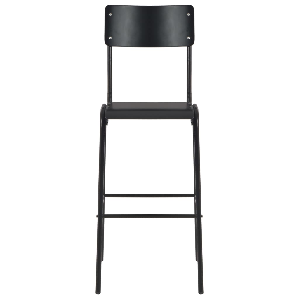 Black Solid Plywood Steel Bar Chairs 4 pcs 