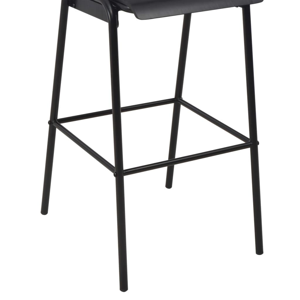 Black Solid Plywood Steel Bar Chairs 4 pcs 