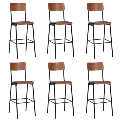 Solid Plywood Steel Bar Chairs 6 pcs