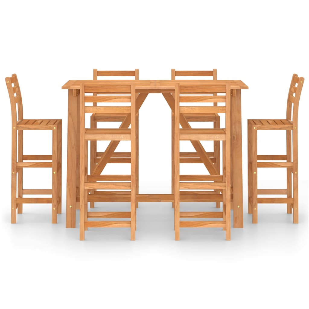 7 Piece Solid Acacia Wood Outdoor Bar Set 