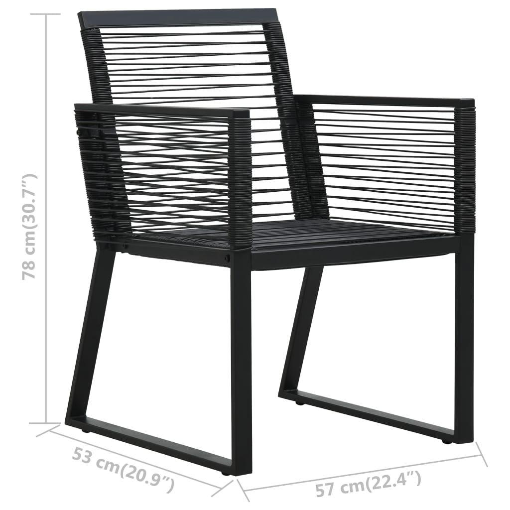 3 Piece Black PVC Rattan Outdoor Dining Set