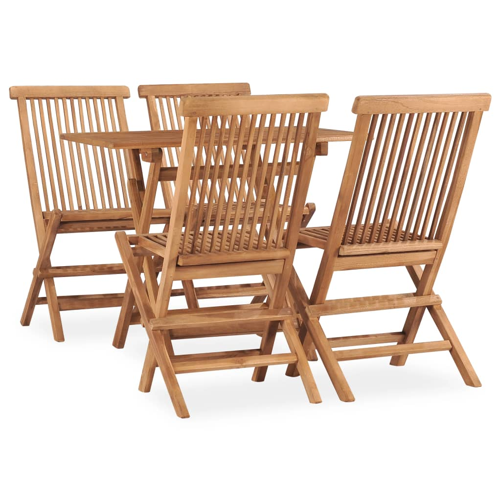  5 Piece Solid Teak Wood Folding Outdoor Dining Set