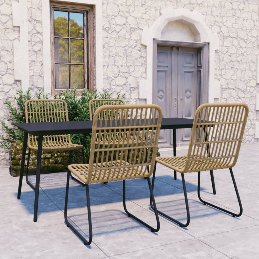 5 Piece Poly Rattan and Glass Outdoor Dining Set 