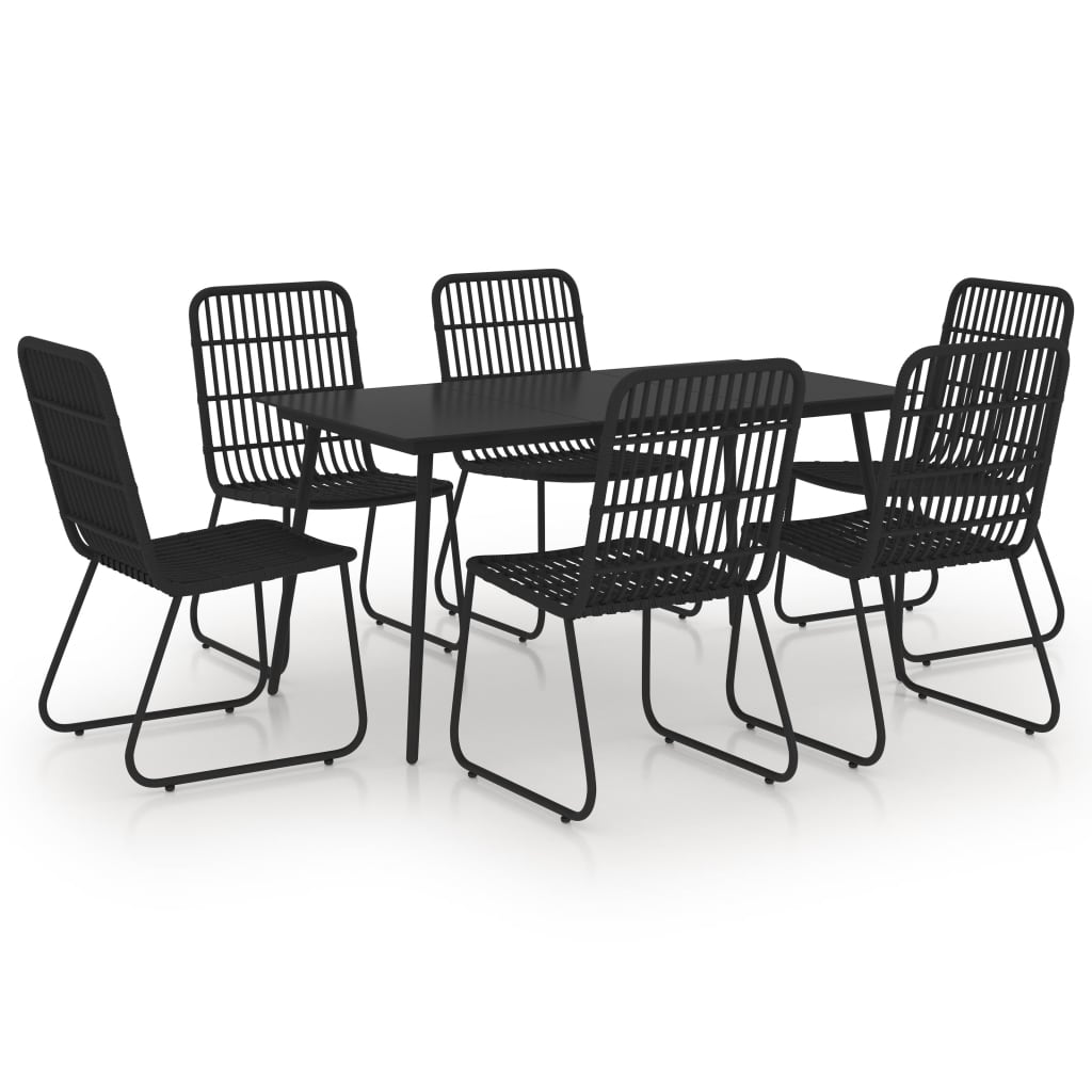 7 Piece Poly Rattan and Glass Outdoor Dining Set