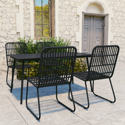 5 Piece Poly Rattan and Glass Outdoor Dining Set