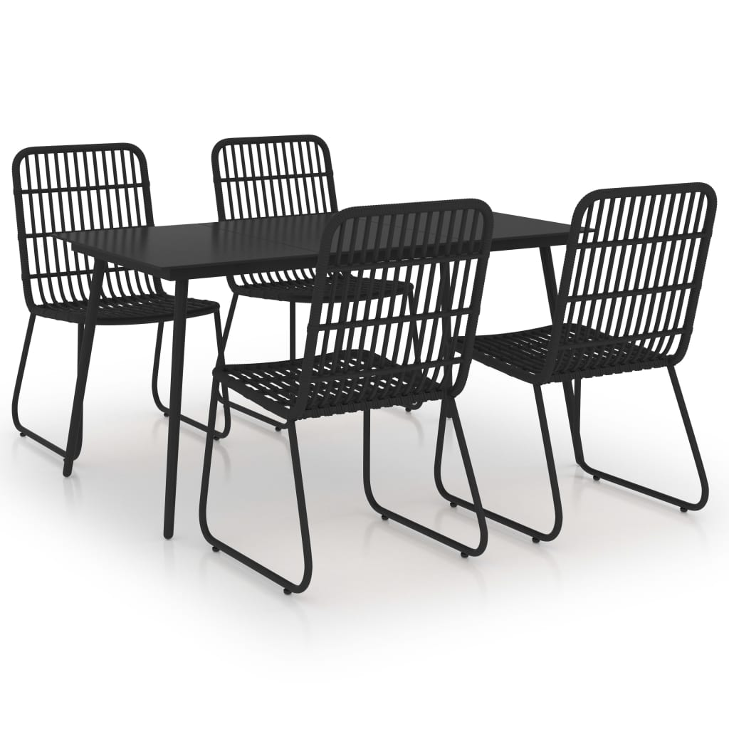 5 Piece Poly Rattan and Glass Outdoor Dining Set