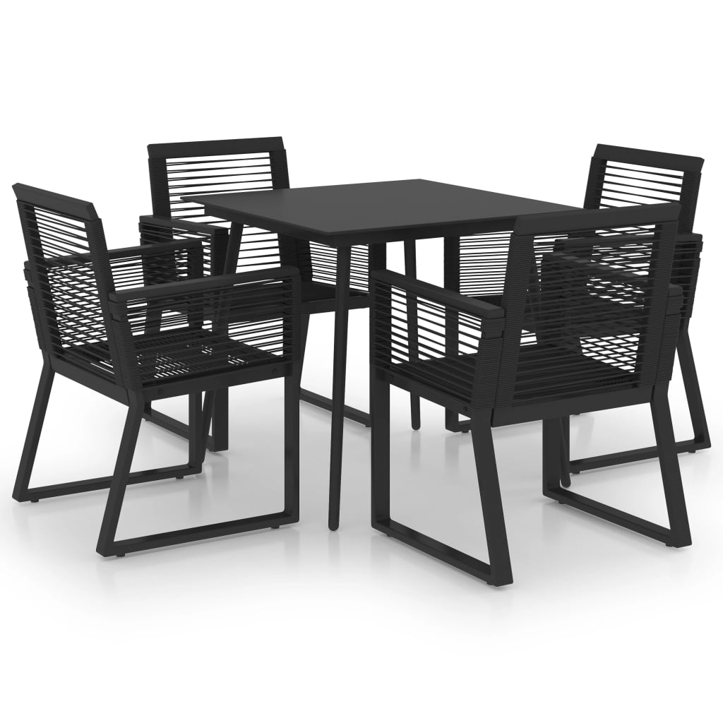 5 Piece Black PVC Rattan Outdoor Dining Set