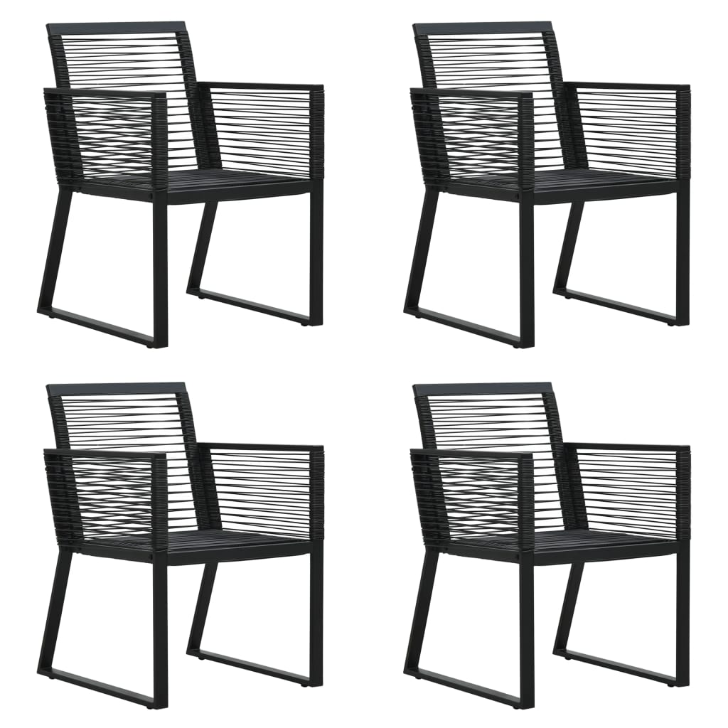 5 Piece Black PVC Rattan Outdoor Dining Set