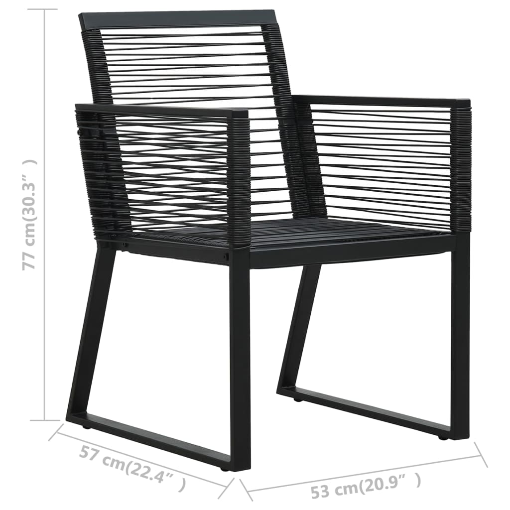 5 Piece Black PVC Rattan Outdoor Dining Set