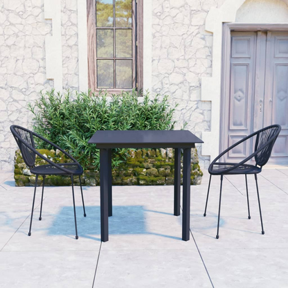 Black PVC Rattan 3 Piece Outdoor Dining Set 