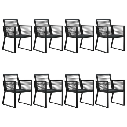 9 Piece Black PVC Rattan Outdoor Dining Set 