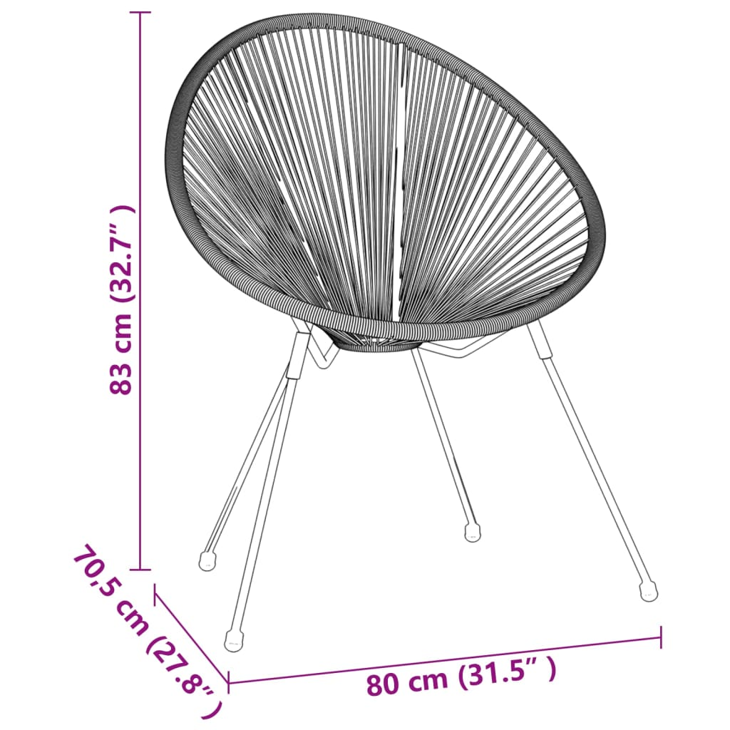 3 Piece Black PVC Rattan Outdoor Dining Set 