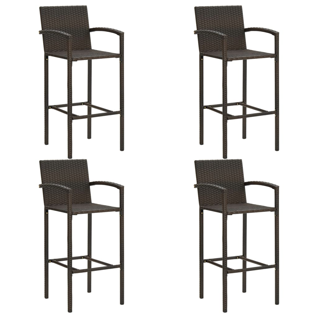  5 Piece Brown Poly Rattan Garden Bar Set