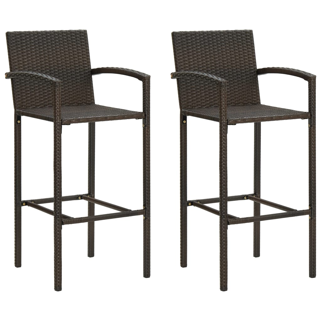 3 Piece Brown Poly Rattan Garden Bar Set