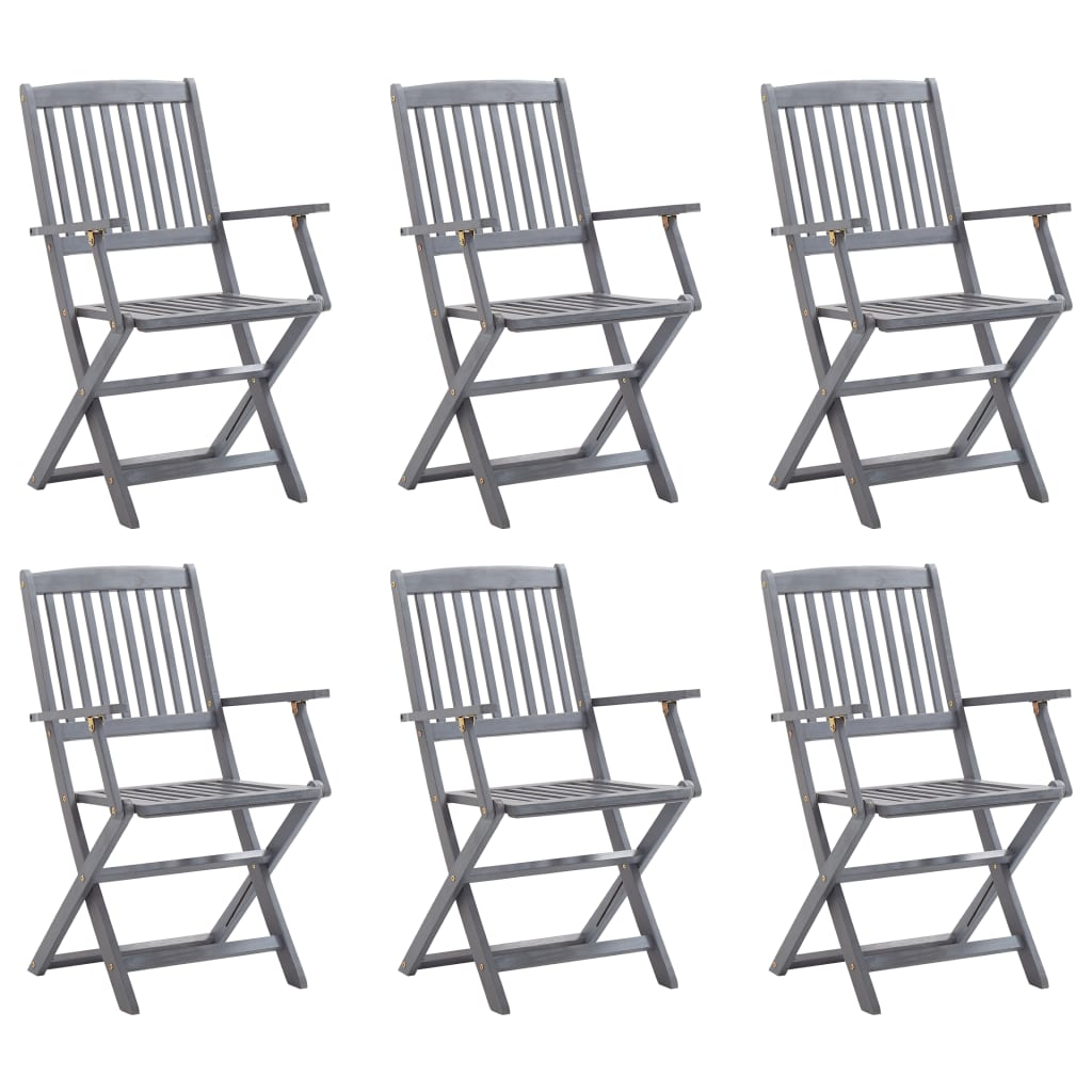   Solid Acacia Wood Folding Outdoor Chairs 6 pcs