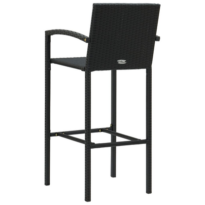 Black Poly Rattan 5 Piece Outdoor Bar Set with Armrest