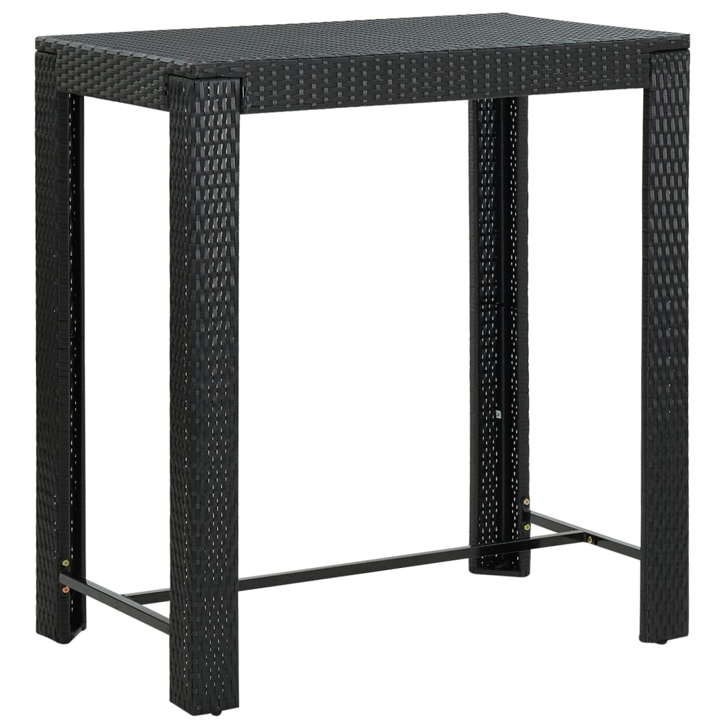 Black Poly Rattan 5 Piece Outdoor Bar Set with Armrest