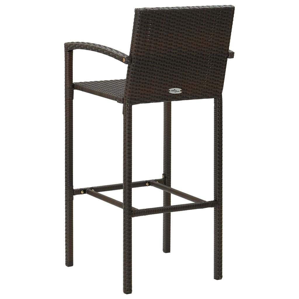 Brown Poly Rattan 5 Piece Outdoor Bar Set with Armrest