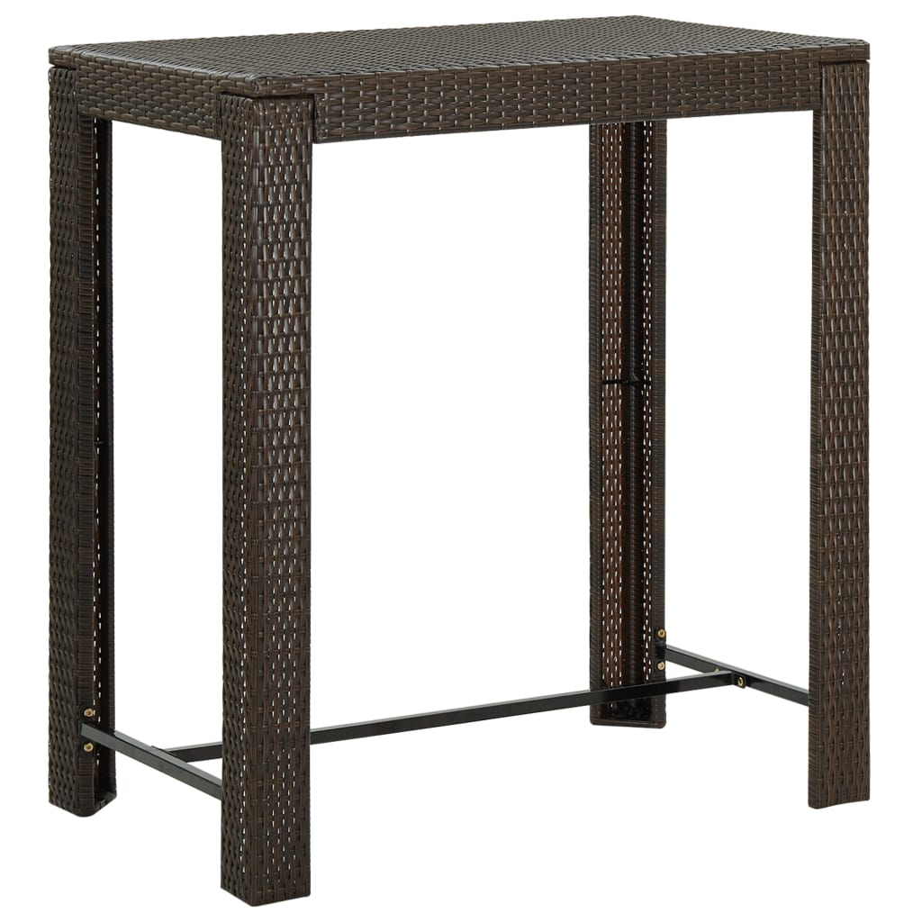 Brown Poly Rattan 5 Piece Outdoor Bar Set with Armrest