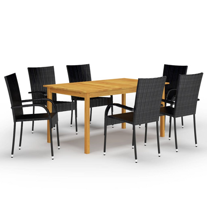  7 Piece Garden Dining Set Black