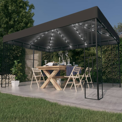 Anthracite Gazebo with LED String Lights