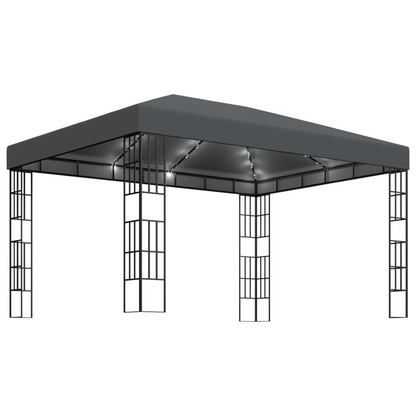 Anthracite Gazebo with LED String Lights