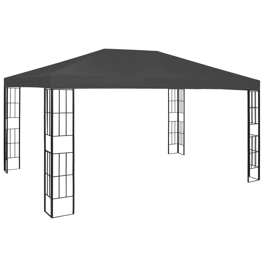 Anthracite Gazebo with LED String Lights