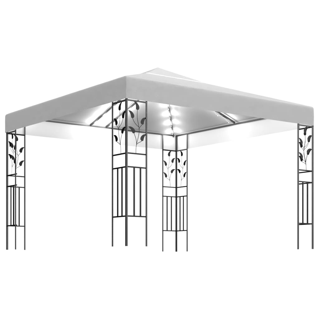 White Gazebo with LED String Lights