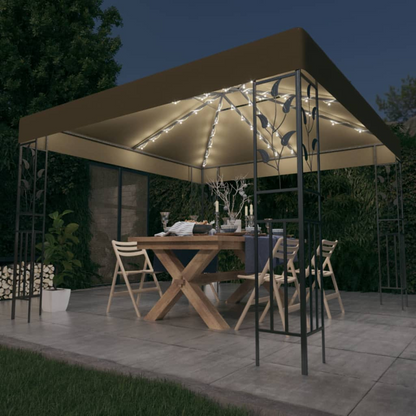 Taupe Gazebo with LED String Lights