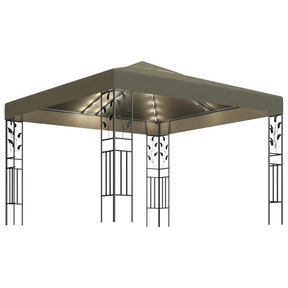 Taupe Gazebo with LED String Lights