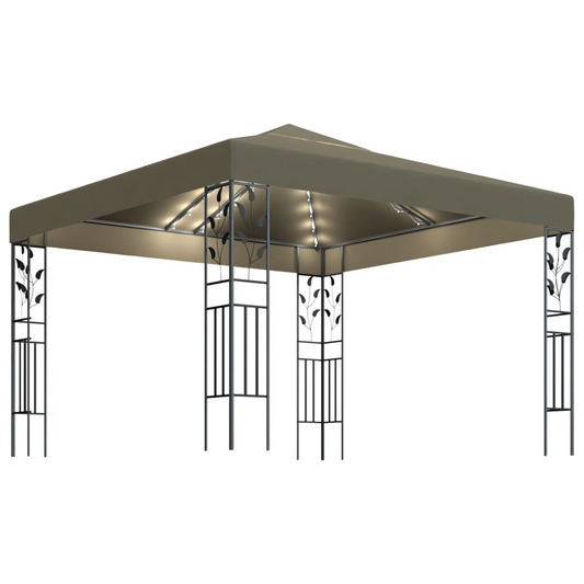 Taupe Gazebo with LED String Lights