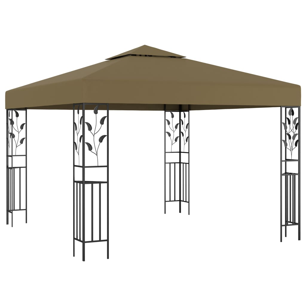 Taupe Gazebo with LED String Lights